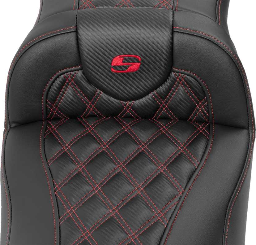 SADDLEMEN 0801-1797 Roadsofa™ Extended Reach Seat - without Backrest - Lattice Stitch - Red Stitch - FLTR/FLHX '23-'24 — image 3 of 4