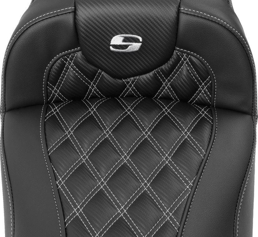SADDLEMEN 0801-1798 Roadsofa™ Extended Reach Seat - without Backrest - Lattice Stitch - Silver Stitch - FL/FX '23-'24 — image 3 of 4