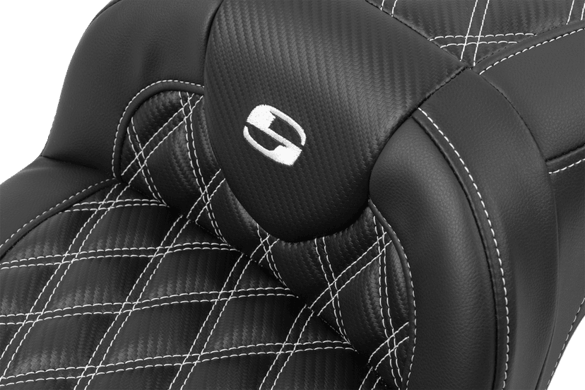 SADDLEMEN 0801-1799 Roadsofa™ Extended Reach Seat - without Backrest - Lattice Stitch - White Stitch - FLTR/FLHX '23-'24 — image 3 of 4