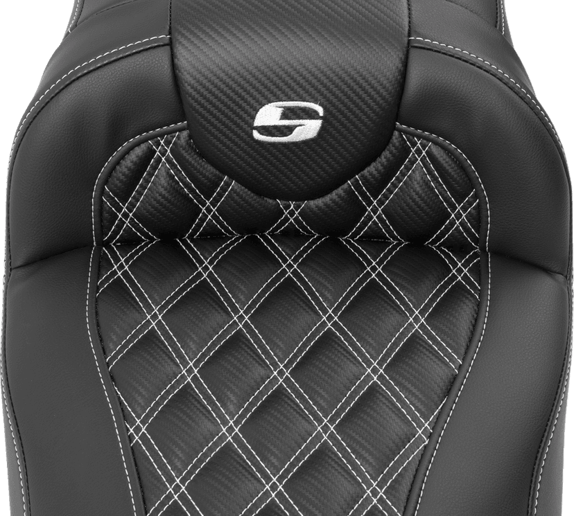 SADDLEMEN 0801-1799 Roadsofa™ Extended Reach Seat - without Backrest - Lattice Stitch - White Stitch - FLTR/FLHX '23-'24 — image 2 of 4