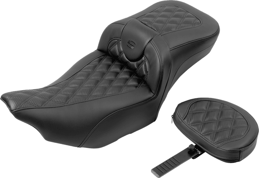 SADDLEMEN 0801-1801 Roadsofa™ Extended Reach Seat - with Backrest - Carbon Fiber - Lattice Stitch - FLTR/FLHX '23-'24 — image 2 of 6