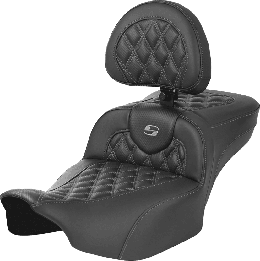 SADDLEMEN 0801-1803 Roadsofa™ Extended Reach Seat - without Backrest - Lattice Stitch - Gray Stitch - FLTR/FLHX '23-'24 — image 1 of 7