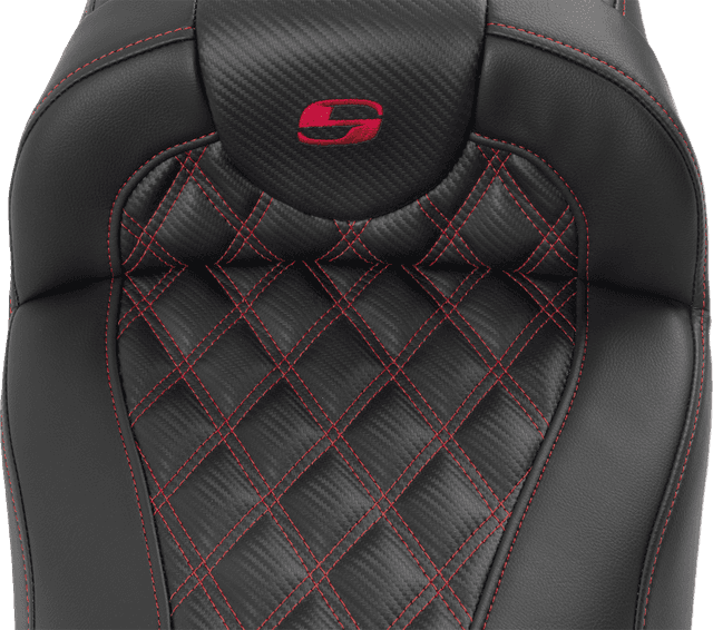 SADDLEMEN 0801-1805 Roadsofa™ Extended Reach Seat - with Backrest - Lattice Stitch - Red Stitch - FLTR/FLHX '23-'24 — image 6 of 7