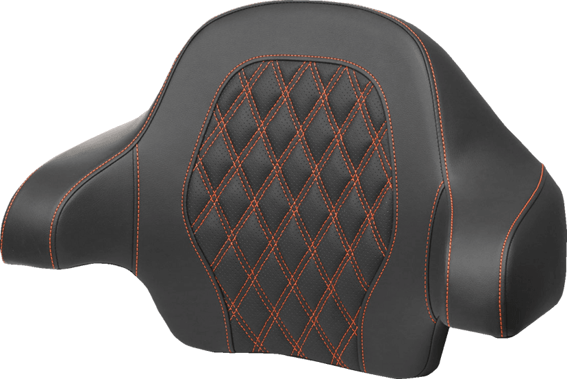 SADDLEMEN 0801-1811 Tour-Pak® Backrest Pad - Lattice Stitch - Orange Stitch - FL '14-'24