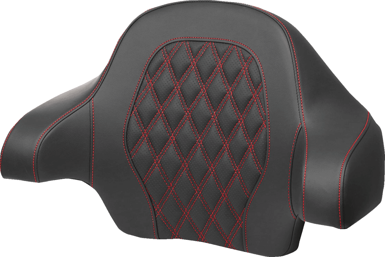 SADDLEMEN 0801-1812 Tour-Pak® Backrest Pad - Lattice Stitch - Red Stitch - FL '14-'24