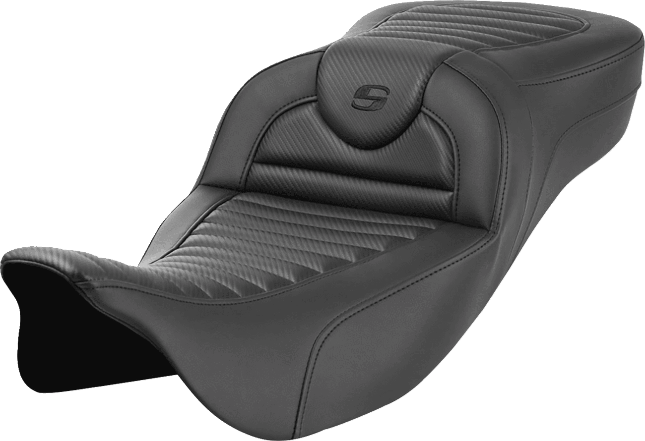 SADDLEMEN 0801-1818 Roadsofa™ Extended Reach Seat - without Backrest - Tuck-n-Roll - Carbon Fiber - FL '08-'24