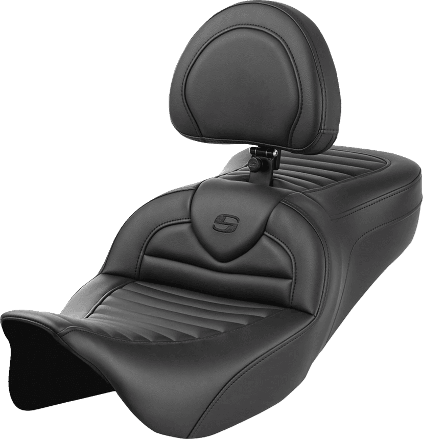 SADDLEMEN 0801-1821 Roadsofa™ Seat - with Backrest - Tuck-n-Roll - FL '08-'23