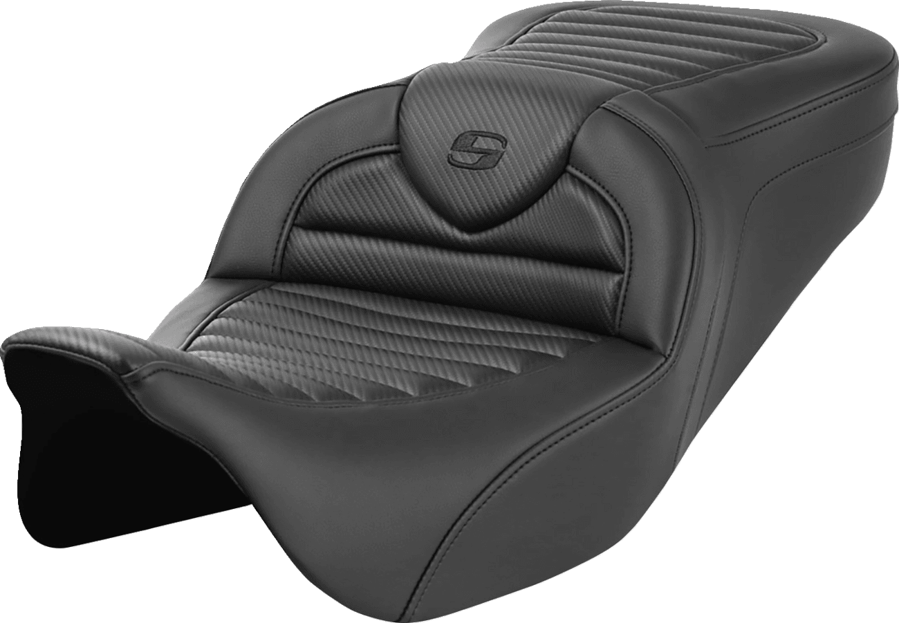 SADDLEMEN 0801-1822 Roadsofa™ Seat - without Backrest - Tuck-n-Roll - Carbon Fiber - FL '08-'23