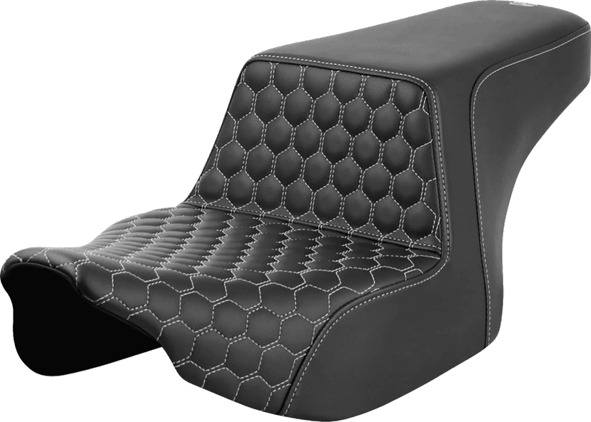 SADDLEMEN 0801-1829 Step-Up Seat - Front Honeycomb - Silver Stitching - FL '23-'24