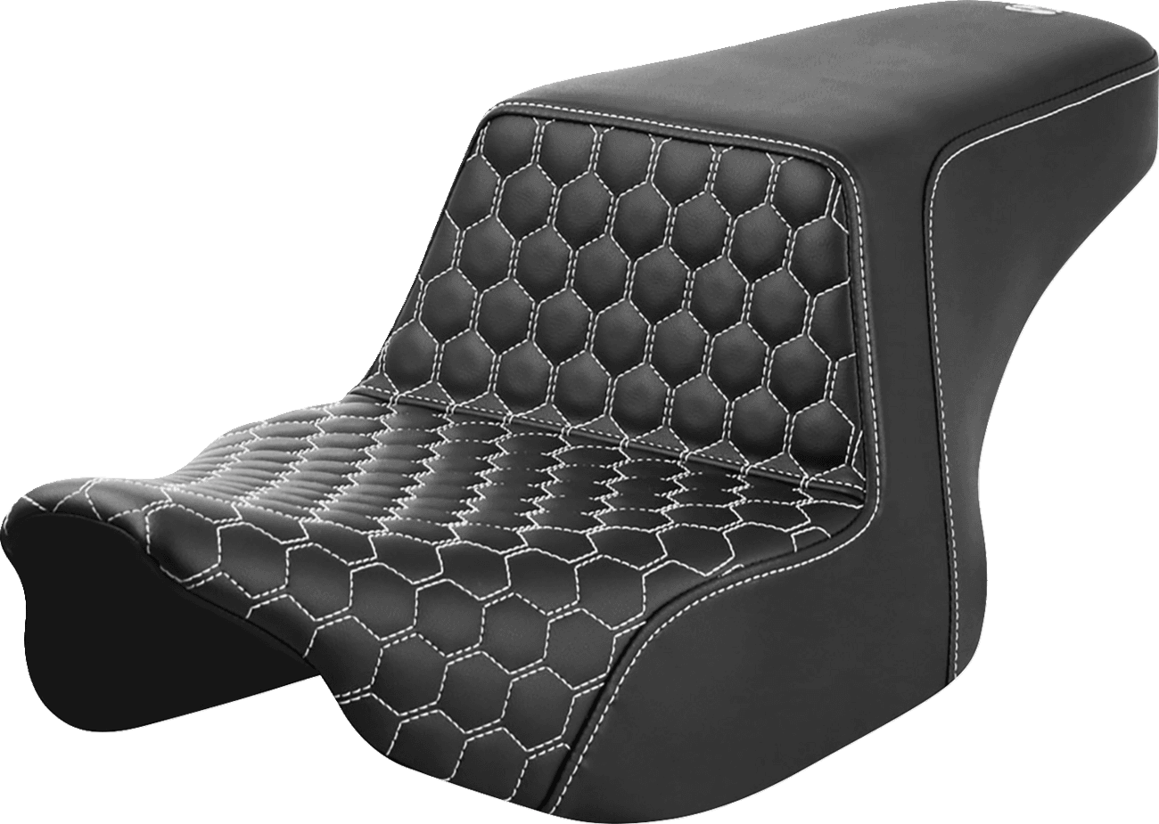 SADDLEMEN 0801-1830 Step-Up Seat - Front Honeycomb - White Stitching - FL '23-'24