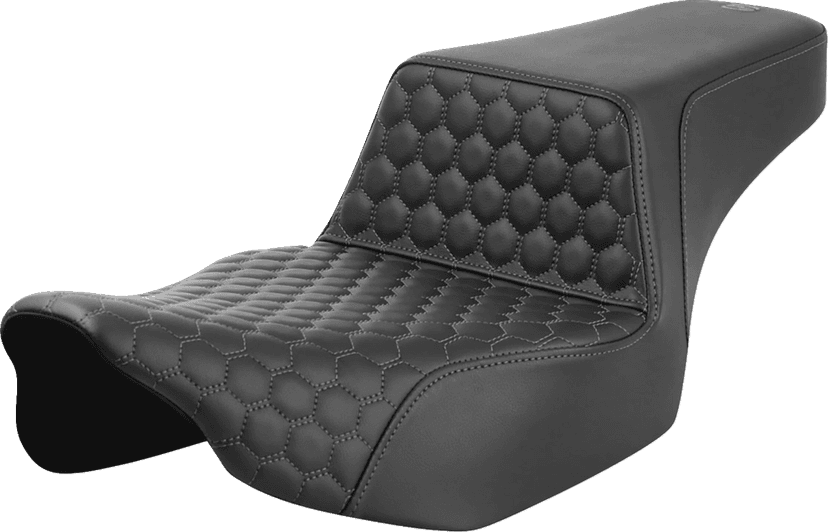 SADDLEMEN 0801-1833 Step-Up Seat - Extended Reach - Front Honeycomb - Gray Stitch - FL '23-'24 — image 1 of 2