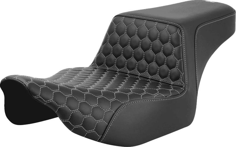 SADDLEMEN 0801-1836 Step-Up Seat - Extended Reach - Front Honeycomb - Silver Stitch - FL '23-'24 — image 1 of 2