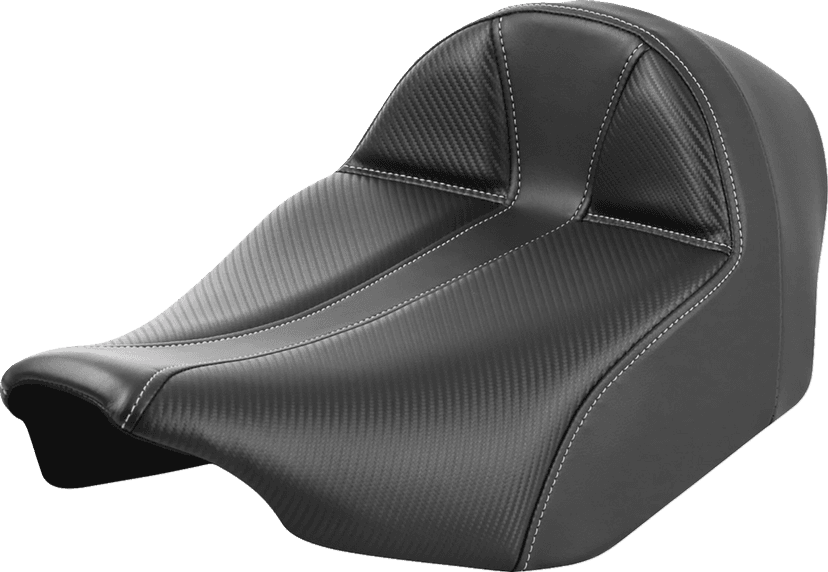 SADDLEMEN 0801-1901 Dominator Solo Seat - Carbon Fiber w/ Silver Stitch - Extended Reach - FLT/FLH '23-'24 — image 1 of 2