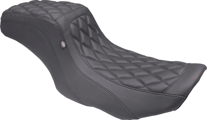 MUSTANG 0801-1903 One Piece 2-Up Squareback Seat - Double Diamond - Black Stitch - FLH/FLT '23-'25