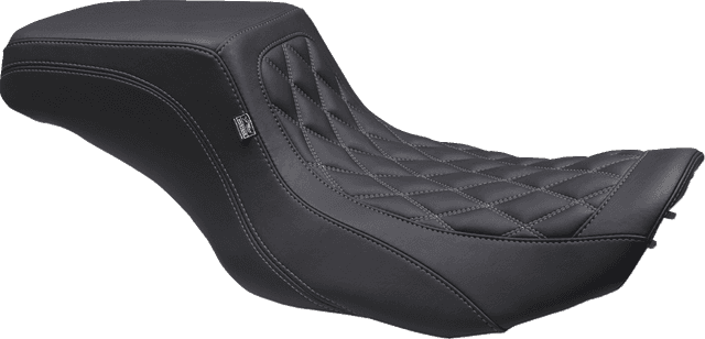 MUSTANG 0801-1908 One Piece 2-Up Squareback Seat - Double Diamond - Gunmetal Stitch - FLH/FLT '23-'25