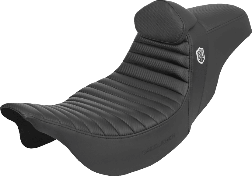 SADDLEMEN 0801-1946 Pro Series SDC Performance Seat - w/ Backrest - Tuck-n-Roll/Carbon Fiber - Gripper - FLH/FLT '08-'23