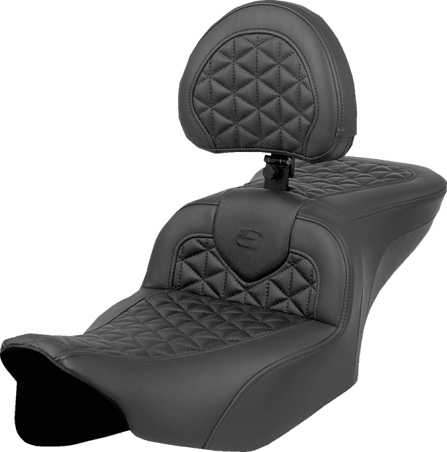 SADDLEMEN 0801-1962 RoadSofa™ Tri Gripper Seat - Standard Reach - w/ Backrest - FLH/FLT '23-'24