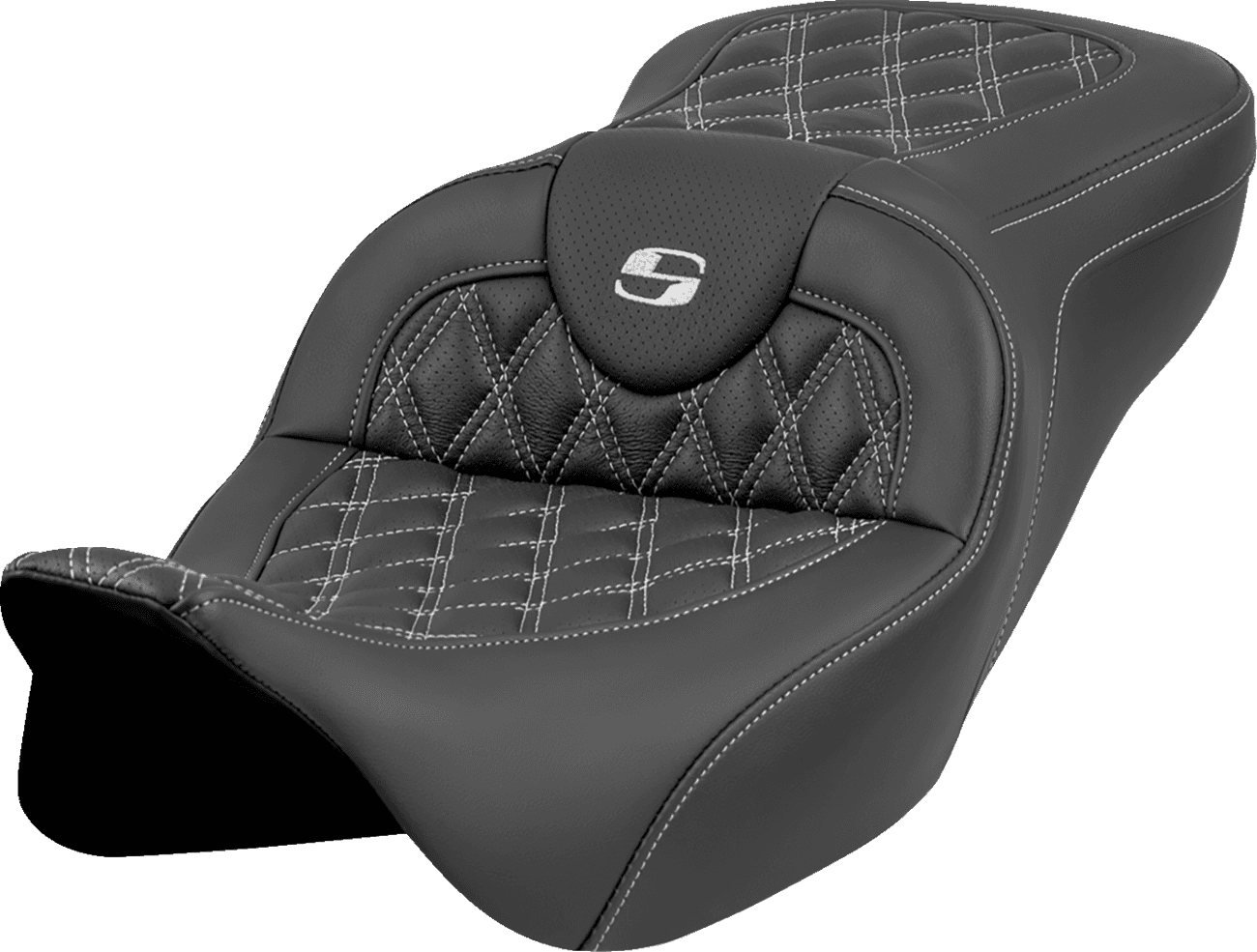 SADDLEMEN 0801-1987 Roadsofa™ Seat - Lattice Stitch - Silver Stitch - w/o Backrest - FL '08-'23