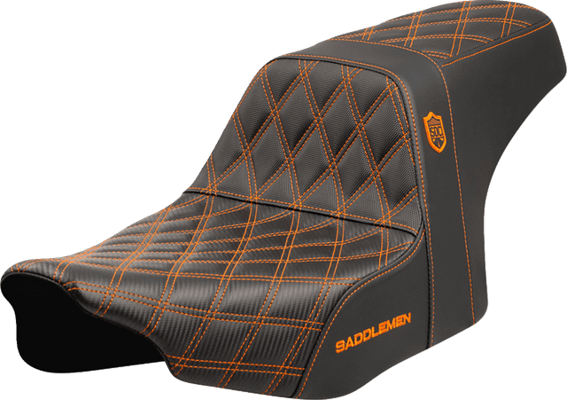 SADDLEMEN 0801-2002 Pro Series SDC Performance Seat - Orange Stitching - w/o Backrest - FLT/FLH '23-'24