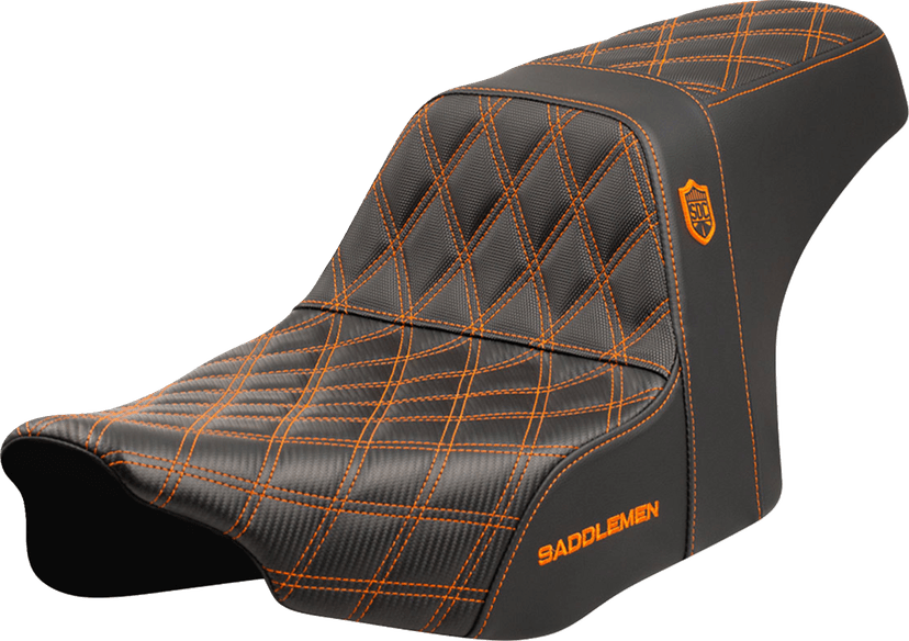 SADDLEMEN 0801-2002 Pro Series SDC Performance Seat - Orange Stitching - w/o Backrest - FLT/FLH '23-'24