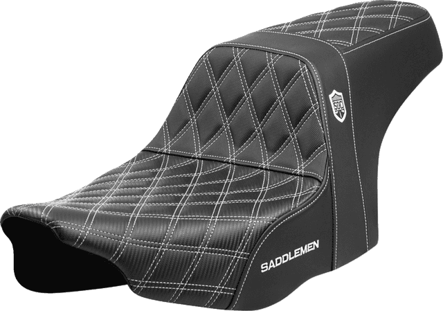 SADDLEMEN 0801-2005 Pro Series SDC Performance Seat - White Stitching - w/o Backrest - FLT/FLH '23-'24
