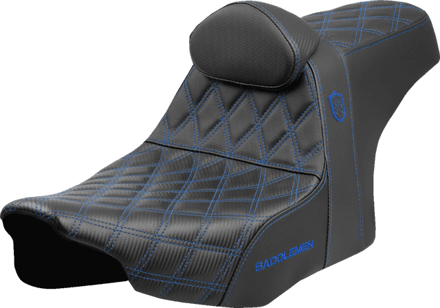 SADDLEMEN 0801-2007 Pro Series SDC Performance Seat - Blue Stitching - w/ Backrest - FLT/FLH '23-'25