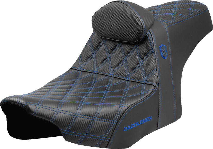 SADDLEMEN 0801-2007 Pro Series SDC Performance Seat - Blue Stitching - w/ Backrest - FLT/FLH '23-'25