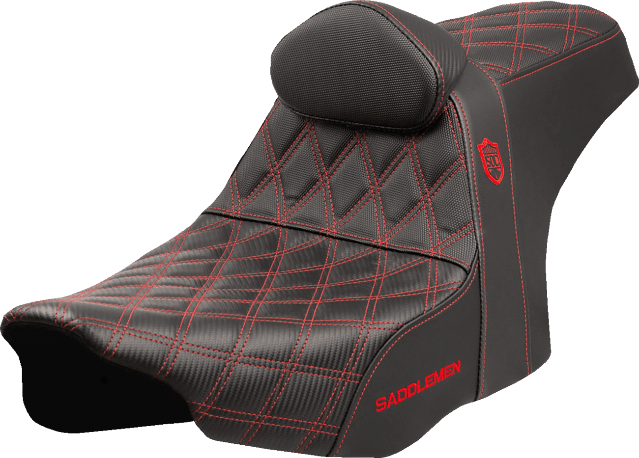 SADDLEMEN 0801-2010 Pro Series SDC Performance Seat - Red Stitching - w/ Backrest - FLT/FLH '23-'25