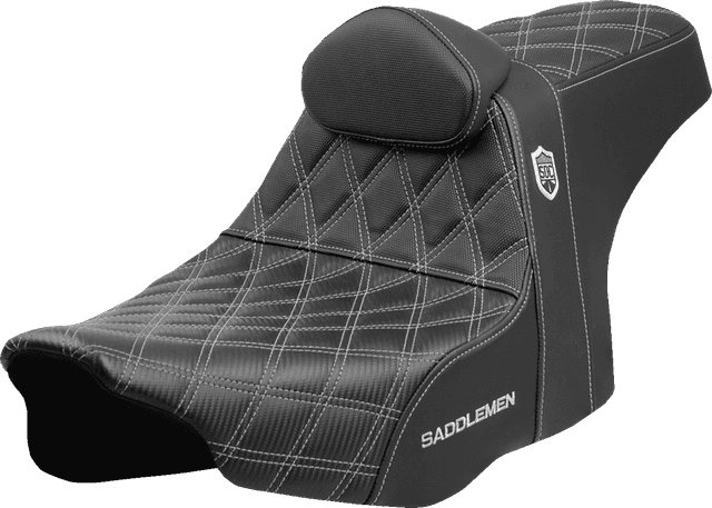 SADDLEMEN 0801-2011 Pro Series SDC Performance Seat - Silver Stitching - w/ Backrest - FLT/FLH '23-'25