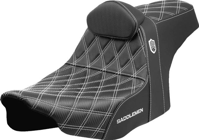 SADDLEMEN 0801-2012 Pro Series SDC Performance Seat - White Stitching - w/ Backrest - FLT/FLH '23-'25