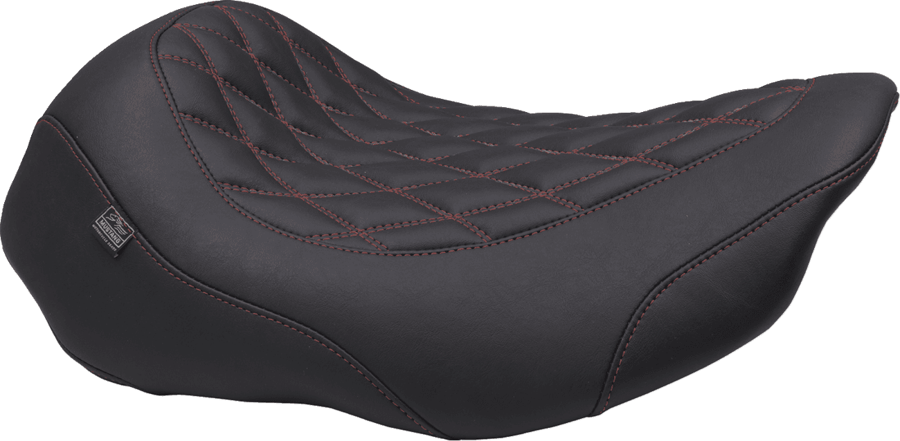 MUSTANG 0801-2021 Wide Tripper™ Seat - Solo - Dark Cherry Stitching - FLT/FLH '23-'25