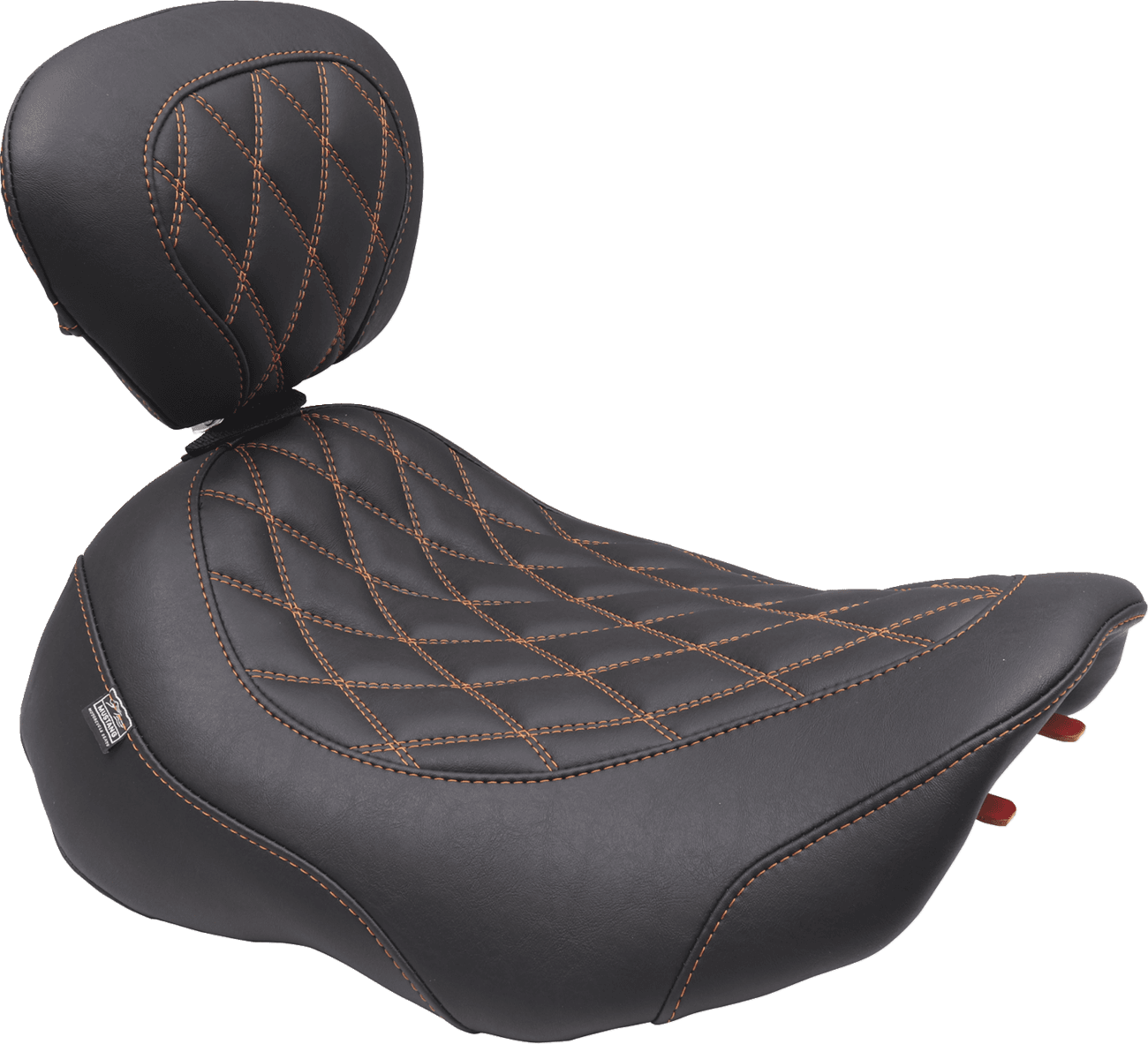 MUSTANG 0801-2023 Wide Tripper™ Seat - Solo - Mandarin Orange Stitching - FLT/FLH '23-'25