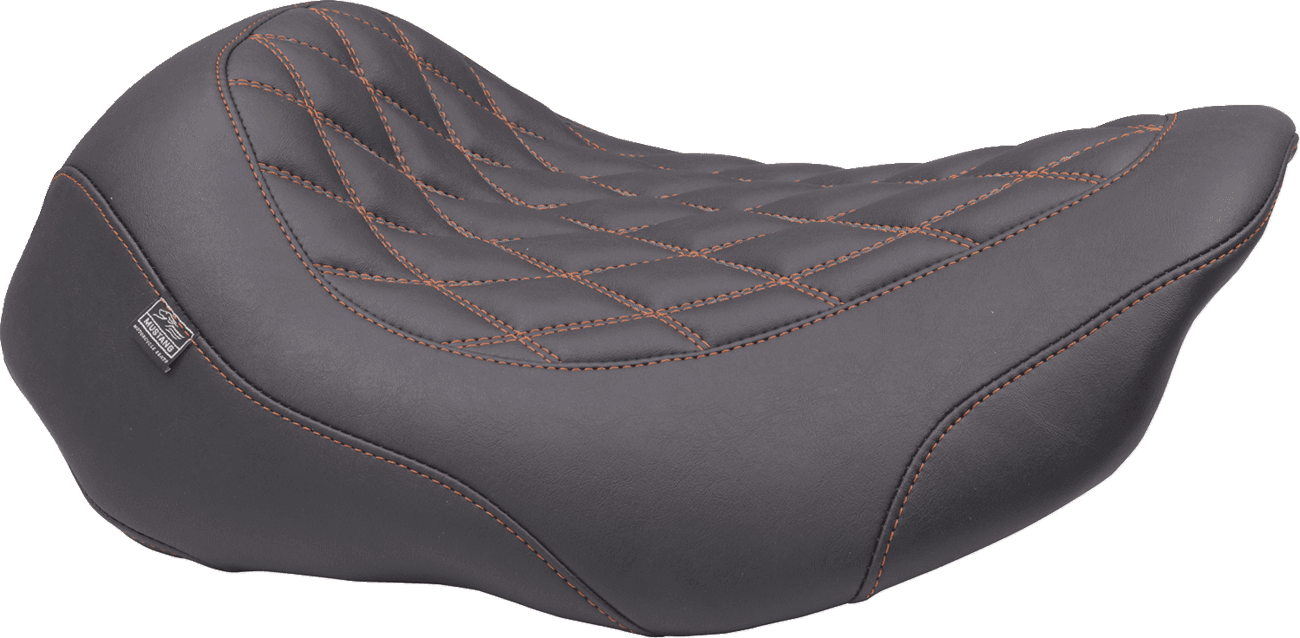 MUSTANG 0801-2024 Wide Tripper™ Seat - Solo - Mandarin Orange Stitching - FLT/FLH '23-'25