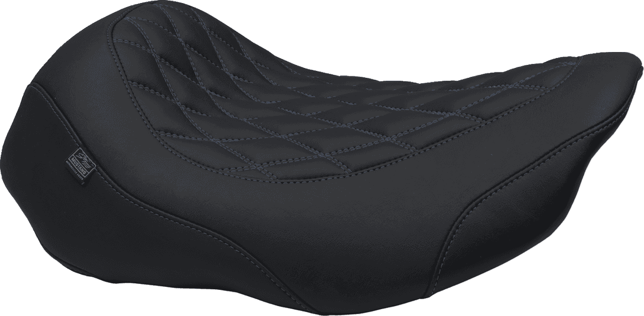 MUSTANG 0801-2027 Wide Tripper™ Seat - Solo - Sky Blue Stitching - FLT/FLH '23-'25