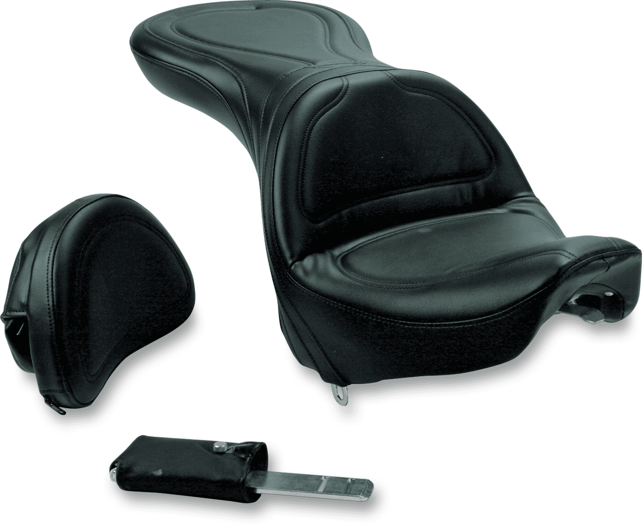 SADDLEMEN 0802-0205 Seat - Explorer™ - With Backrest - Stitched - Black - FXSTD '00-07