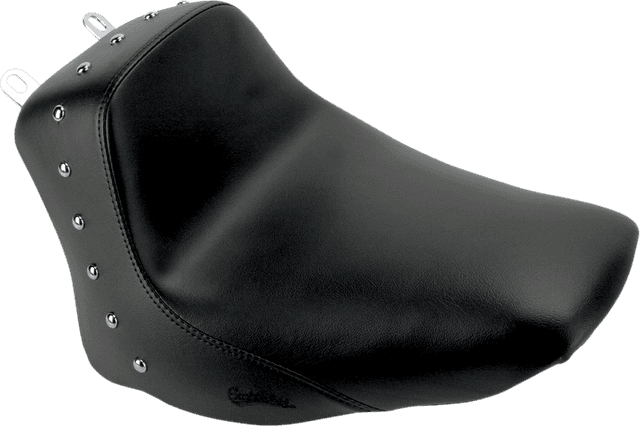 SADDLEMEN 0802-0596 Heels Down Solo Seat - Without Backrest - Studded - Black - FLSTC