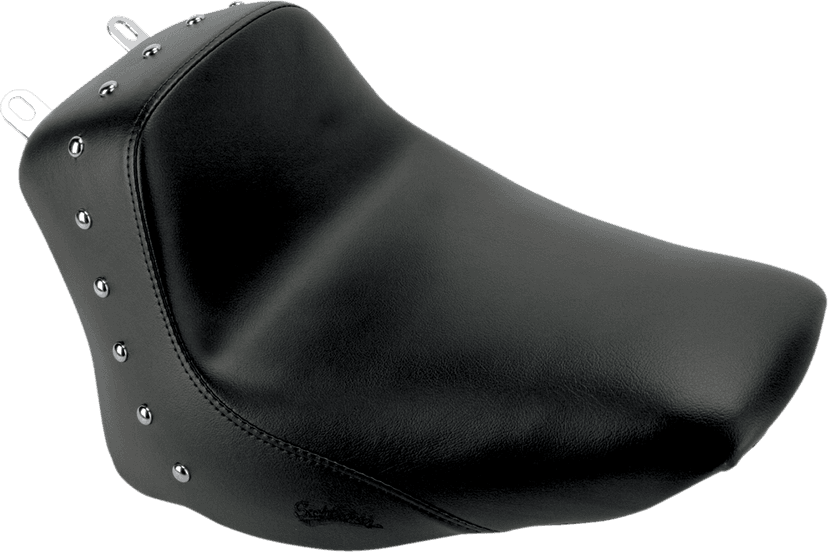 SADDLEMEN 0802-0596 Heels Down Solo Seat - Without Backrest - Studded - Black - FLSTC