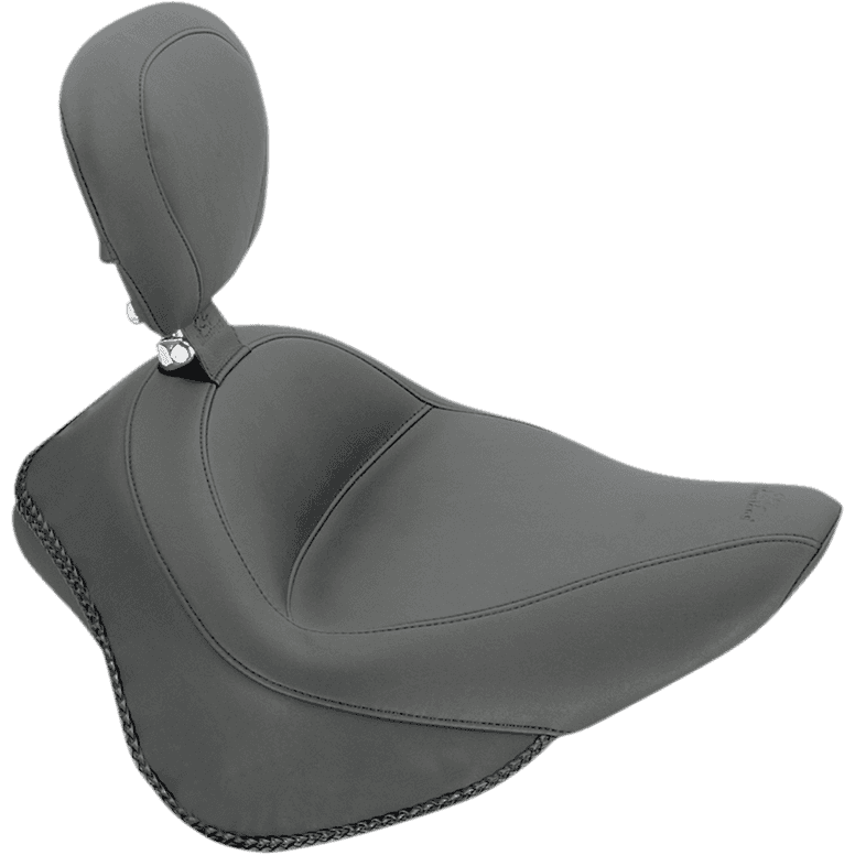 MUSTANG 0802-0765 Wide Solo Seat - With Backrest - Vintage - Black - Smooth - FL/FX '11-'17