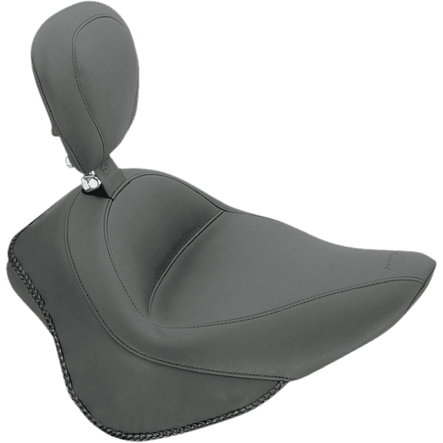 MUSTANG 0802-0765 Wide Solo Seat - With Backrest - Vintage - Black - Smooth - FL/FX '11-'17 — image 1 of 4