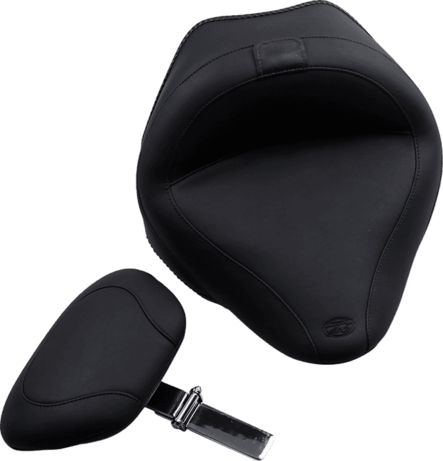 MUSTANG 0802-0765 Wide Solo Seat - With Backrest - Vintage - Black - Smooth - FL/FX '11-'17 — image 3 of 4