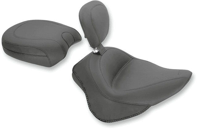 MUSTANG 0802-0765 Wide Solo Seat - With Backrest - Vintage - Black - Smooth - FL/FX '11-'17 — image 2 of 4