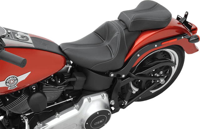 SADDLEMEN 0802-0800 Dominator Pillion Pad - Standard Reach - Black w/ Gray Stitching - FL/FX '06-'17 — image 4 of 4