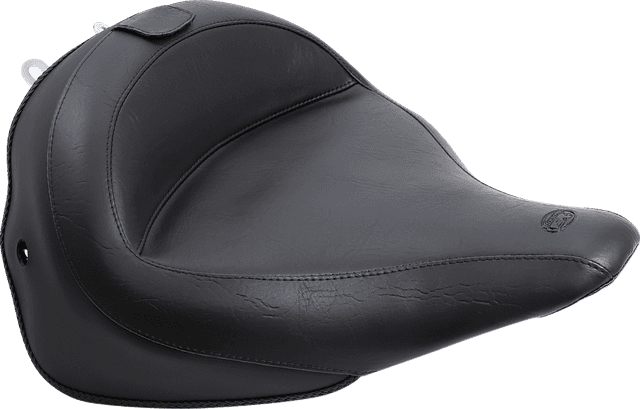 MUSTANG 0802-0893 Wide Solo Seat - With Backrest - Vintage - Black - Smooth - FLSTN '05-'17 — image 3 of 7