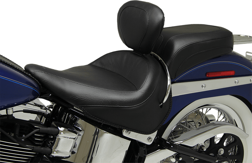 MUSTANG 0802-0893 Wide Solo Seat - With Backrest - Vintage - Black - Smooth - FLSTN '05-'17 — image 7 of 7
