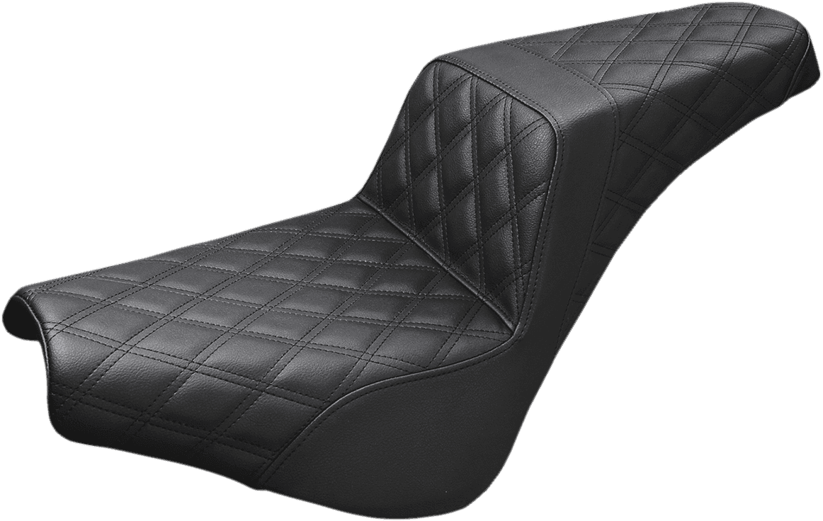 SADDLEMEN 0802-0959 Step-Up Seat - Full Lattice Stitch - Black - FX '18-'24