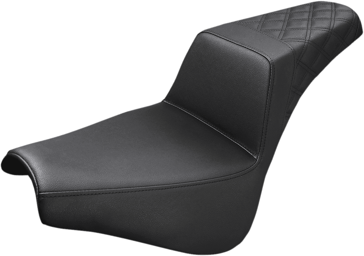 SADDLEMEN 0802-0964 Step-Up Seat - Rear Lattice Stitch - Black - FX '18-'24