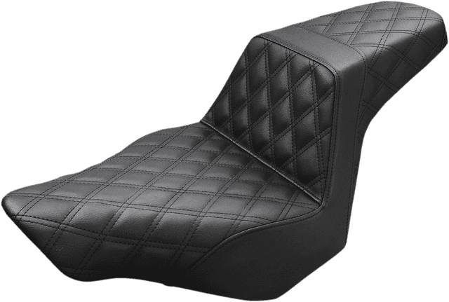 SADDLEMEN 0802-0982 Step-Up Seat - Full Lattice Stitch - Black - FXSB