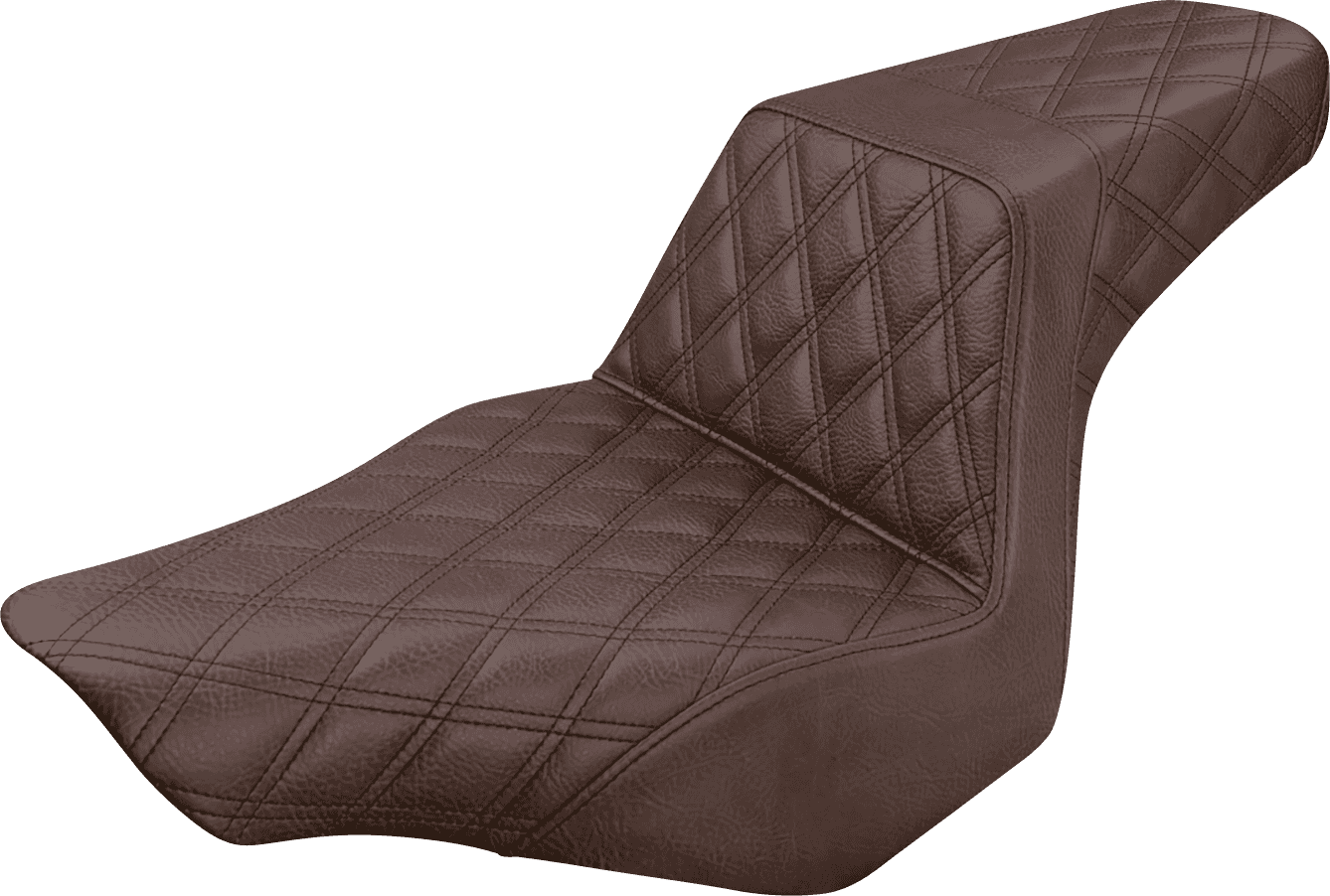 SADDLEMEN 0802-0983 Step-Up Seat - Full Lattice Stitch - Brown - FXSB