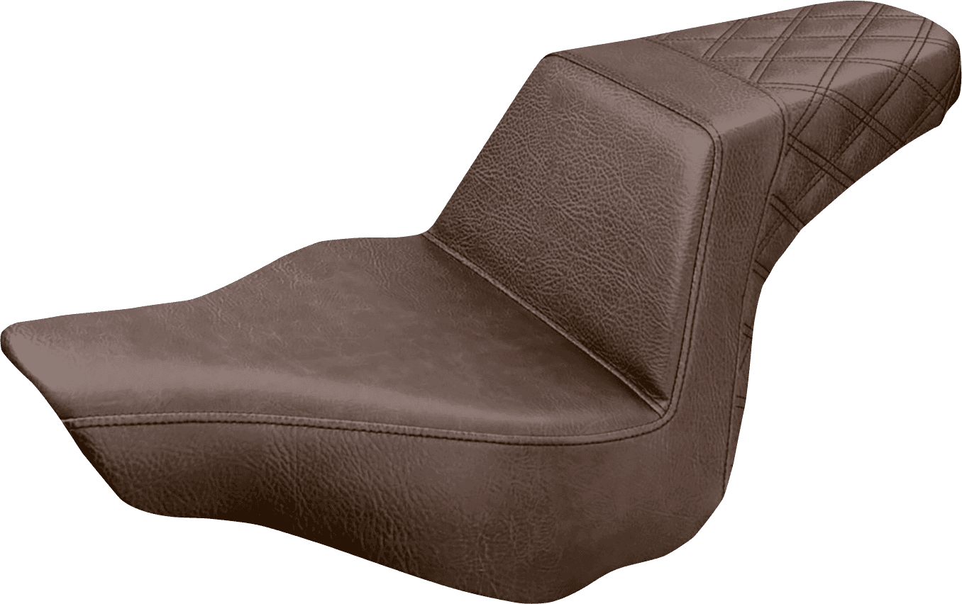 SADDLEMEN 0802-0988 Step-Up Seat - Rear Lattice Stitch - Brown - FXSB
