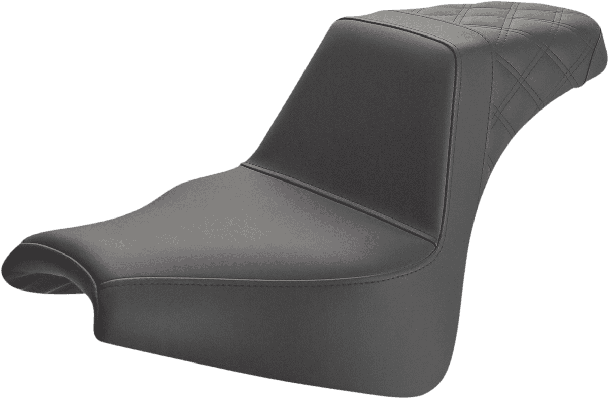 SADDLEMEN 0802-0992 Step-Up Seat - Rear Lattice Stitch - Black - FXFB